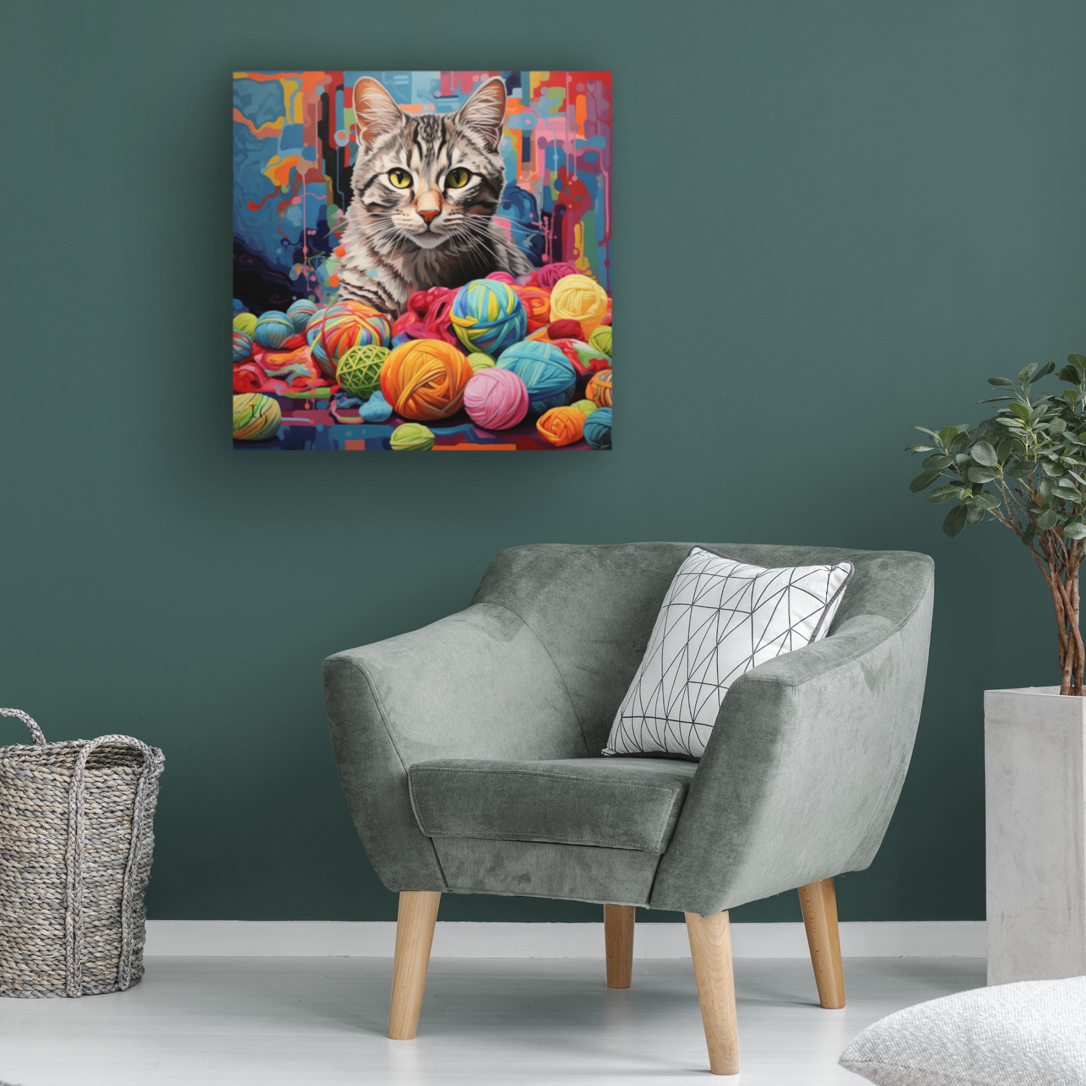 Canvas Wall Art - Ivan Guaderrama 'Kaleidoscope Kitty' Wall Art for Living Room, Bedroom, or Office Décor by Trademark Fine Art - 14 x 14 Inches