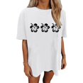 thumbnail image 2 of TSADFHJI Col Roulé Simulé pour Femmes Grande Taille Mode Décontractée Imprimée Col Rond Manches Courtes Chandail T-Shirt m Blanc, 2 of 4