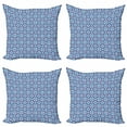 thumbnail image 1 of Geometric Throw Pillow Cushion Case Pack of 4, Abstract Composition of Tiles with Angled Lines Contemporary Design, Modern Accent Double-Sided Print, 4 Sizes, Blue Dark Blue White, by Ambesonne, 1 of 2
