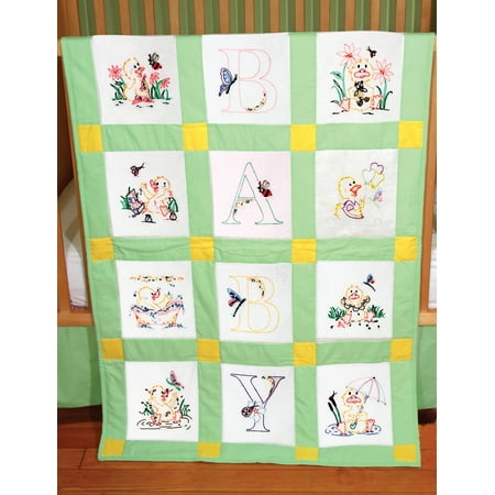 - Fairway Needlecraft Duck Baby Stamped Baby Quilt Blocks, 9