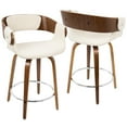 thumbnail image 2 of Elisa Mid-Century Modern Counter Stool in Walnut and Cream Fabric by LumiSource - Set of 2, 2 of 7