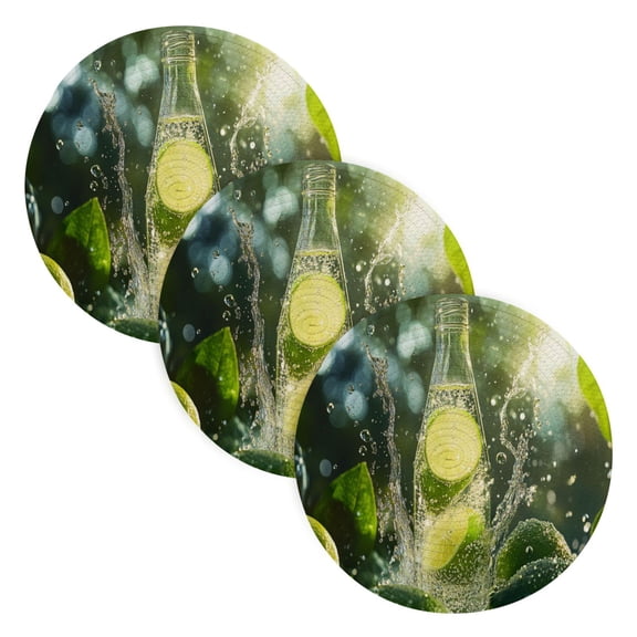 BZSMCE Mats for Pots,Pans Place Ffyy3_a_bottle_of_sparkling_water_is_filled_with_limes_surround_db5d3b7e-589f-4a2a-a434-c10f4597e319 Simple Style Pattern Pot Mats