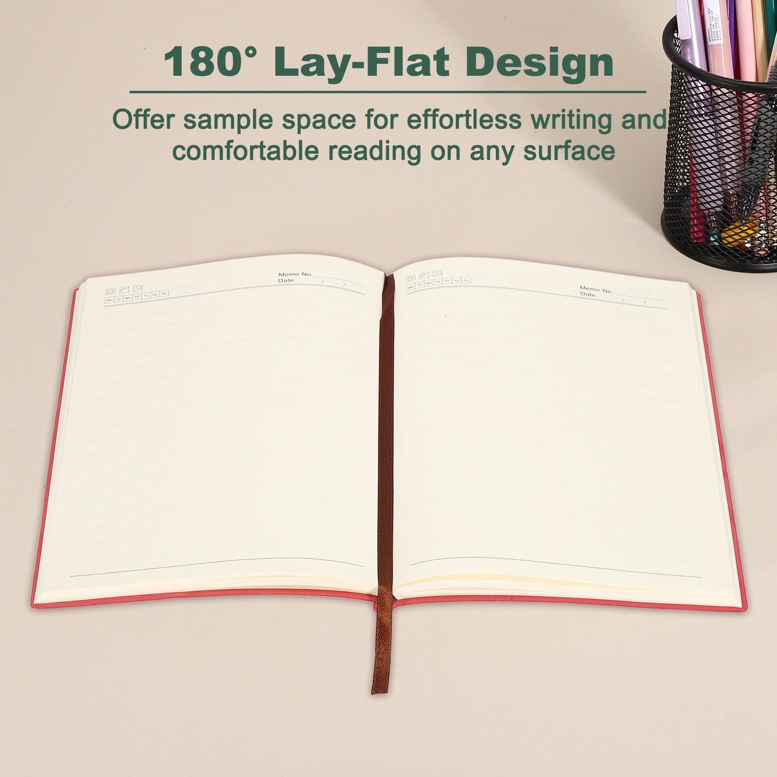 Uxcell Lined Journal Notebook 8.3" x 5.7", 2 Pcs A5 98 Pages Journaling Notebooks 80 GSM Thick Paper, Pu Leather Daily Journal Book Ribbed Texture, Red