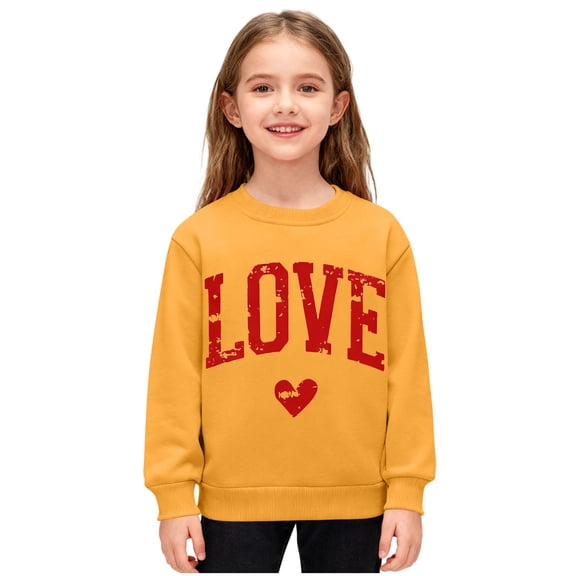 KyCheLot Kids Valentines Day Sweatshirts Boys Girls Print Shirt Crewneck Long Sleeve Lightweight Pullover Tops 2-12 Years