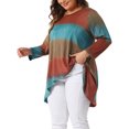 thumbnail image 4 of Agnes Orinda Blusas de Talla Grande para Mujeres, Tops de Cuello Redondo de Manga Larga con Diseño de Degradado, Tops Tunic de Corte Alto y Bajo, Camisetas 2X Naranja, 4 of 6
