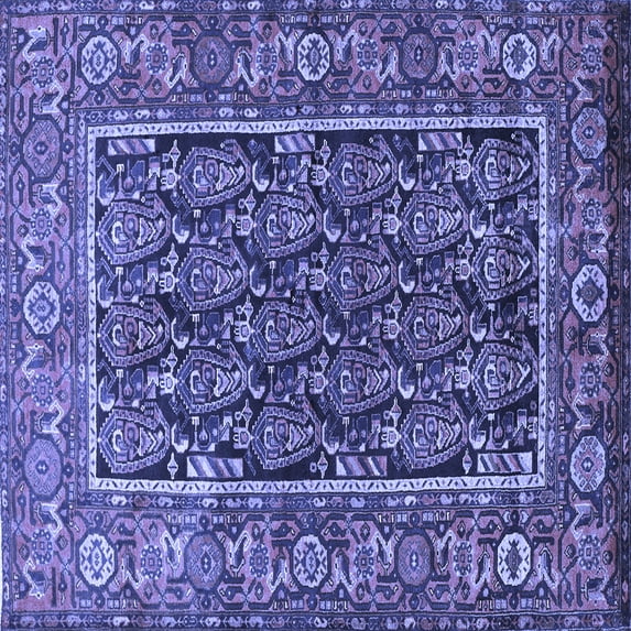 Ahgly Company Indoor Square Persian Blue Traditional Area Rugs, 6' Square