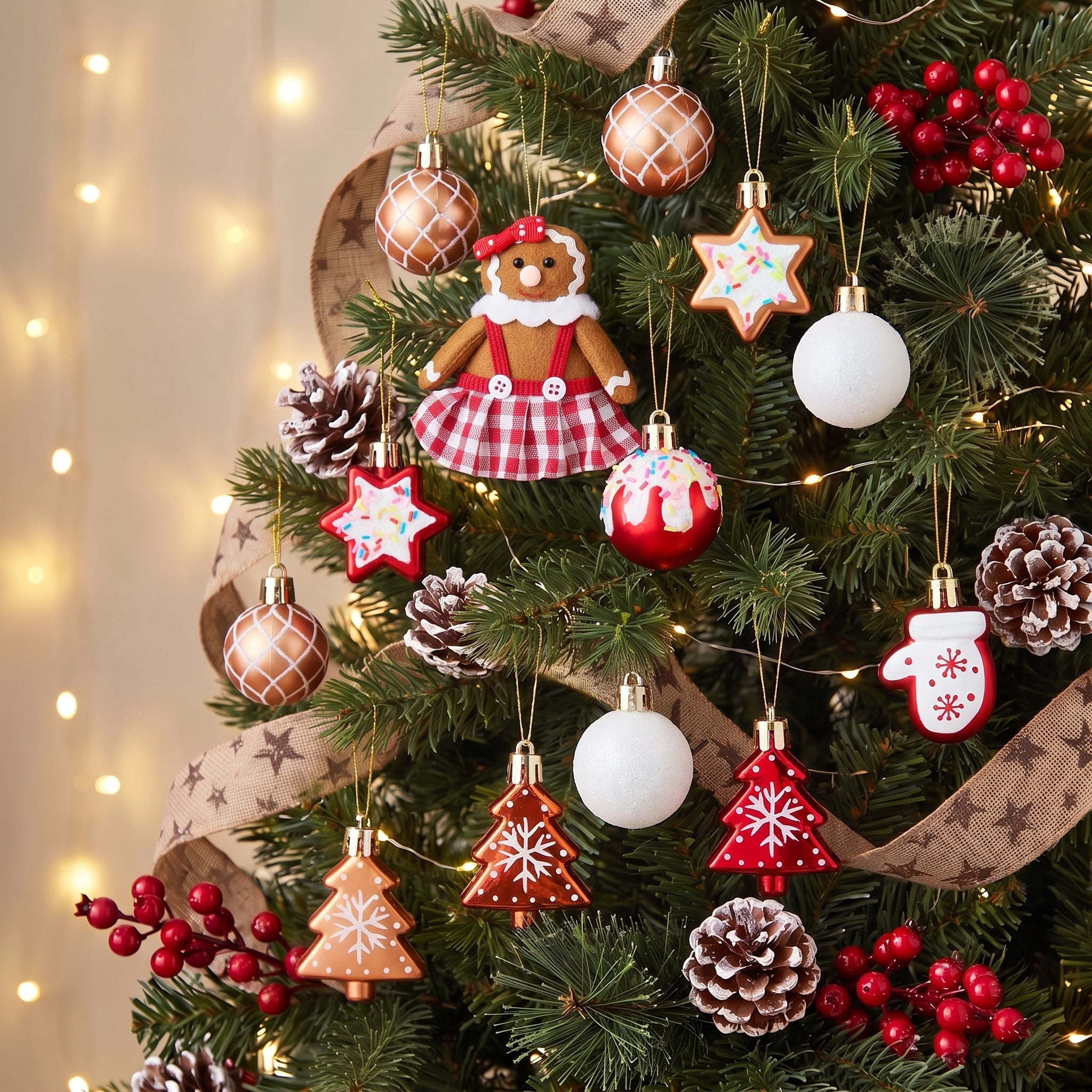 24-Count Red and White Gingerbread Mini Christmas Ornaments, by Holiday Time