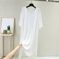 thumbnail image 2 of Zyekqe Plus Size Pajamas Dress Short Sleeve Round Neck Sleepwear Dress Summer Casual Comfy Nightgowns Loungewear, 2 of 4