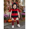 thumbnail image 6 of RUINIXCW Newborn Baby Boy Girl Halloween Devil Costume Infant Cosplay Outfit Fall Winter Clothes Fleece Sleeveless Hooded Romper Wings Stockings Set, 6 of 10