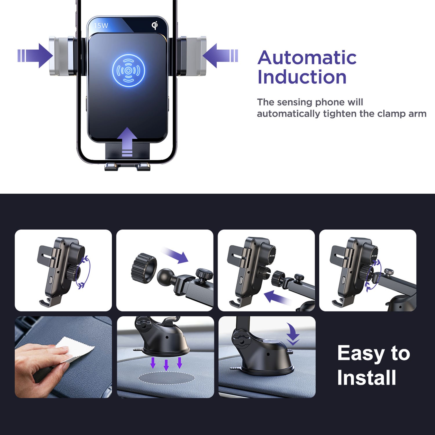 Joyroom 15W Wireless Car Phone Charger Mount photo 8