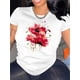 thumbnail image 1 of Women'S Casual Floral Print T-Shirt - Crew Neck, Short Sleeve, Polyester Blend (95% Polyester, 5% Spandex), Knit Fabric with Medium Stretch, Season-Neutral Top, 1 of 6