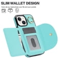 thumbnail image 5 of Wallet Case Compatible with iPhone 15 with Card Holder,RFID Blocking,360°Rotation Finger Ring Stand Leather Cover,Drop Protection with Magnetic Snap Phone Case iPhone 15, Green, 5 of 9