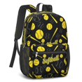 thumbnail image 2 of Softballs and Text Black Pattern 17" School Backpacks for Teens,Waterproof Oxford Fabric,S-Shape Padded Straps for School,Travel,Hiking,Camping, 2 of 6