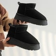 thumbnail image 1 of Botas de nieve de suela gruesa para mujer, de invierno, cortas, con forro polar, gruesas, sin cordones, con relleno de algodón para mujer, 1 of 5