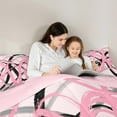 thumbnail image 4 of Manfei Greometric Stripe Lines 7-Piece Twin Bedding Sets,Modern Abstract Art Bedding Comforter Set,Pink Black Striped Sheet Sets For Gitls Teens,Breathable Home Decor Reversible, 4 of 8