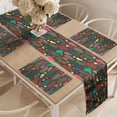 thumbnail image 2 of Ambesonne Boho Table Runner & Placemats, Hand Sketched Random Shapes, Placemat 4 pcs + Runner 12"x90", Dark Taupe Multicolor, 2 of 2