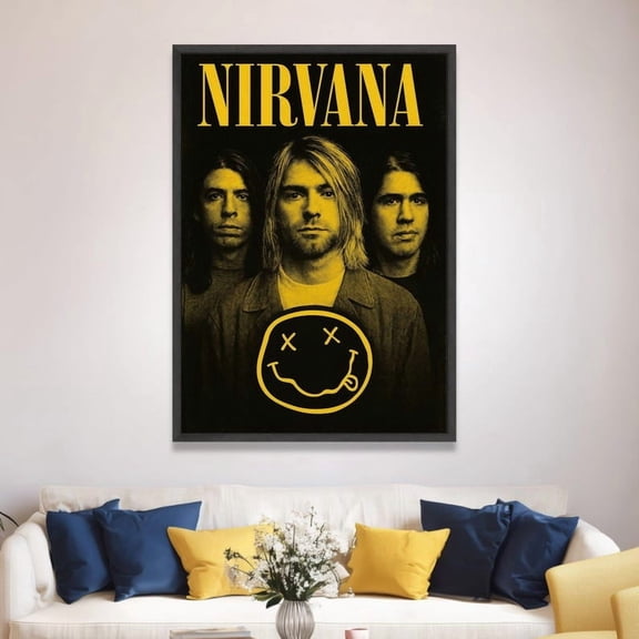 Nirvana Grunge Rock Band Poster Kurt Cobain Iconic Smiley Wall Art Size 24x36 Unframed Poster
