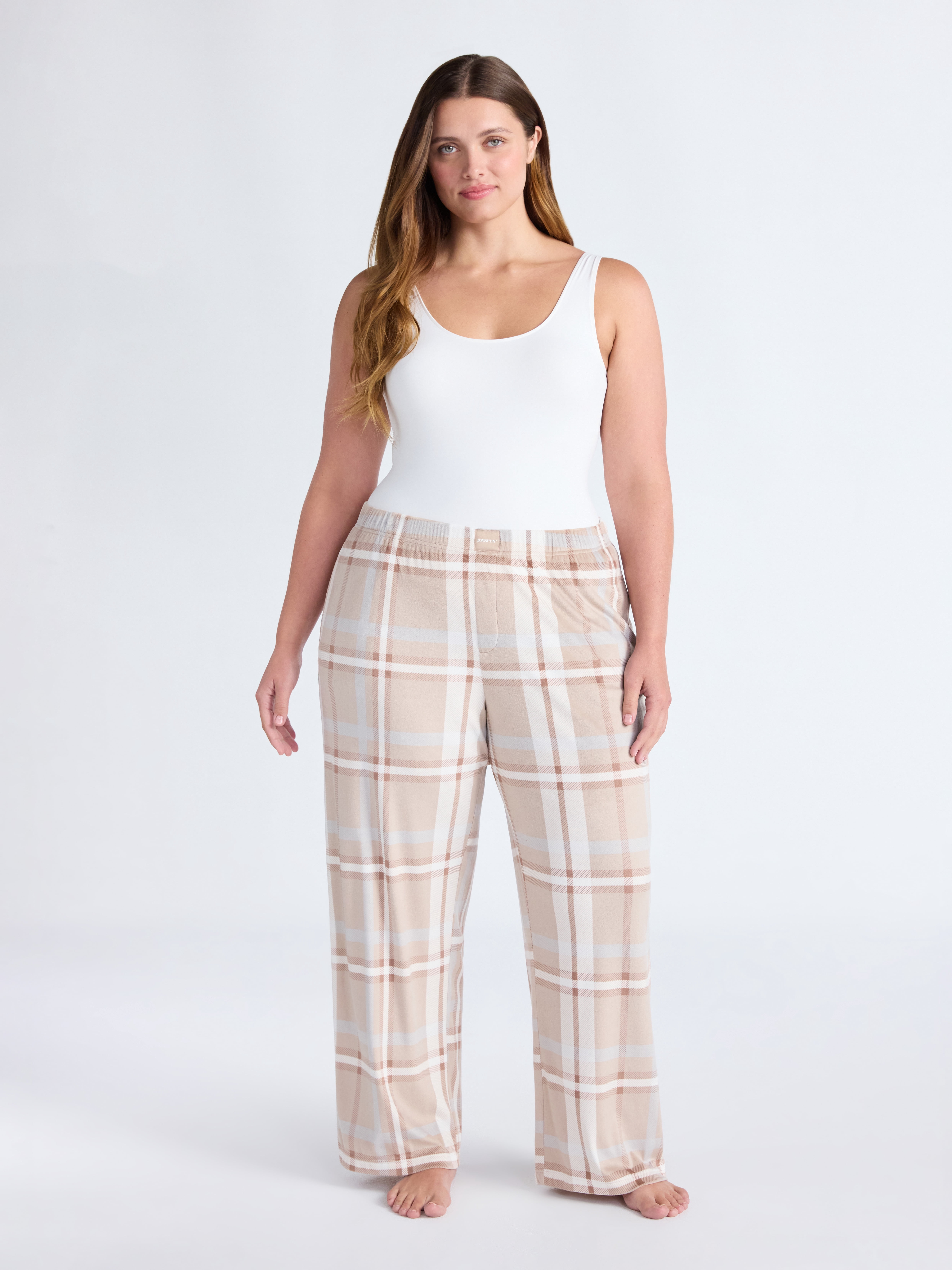 Joyspun Women's Velour Wide-Leg Sleep Pants, Size XS-3X