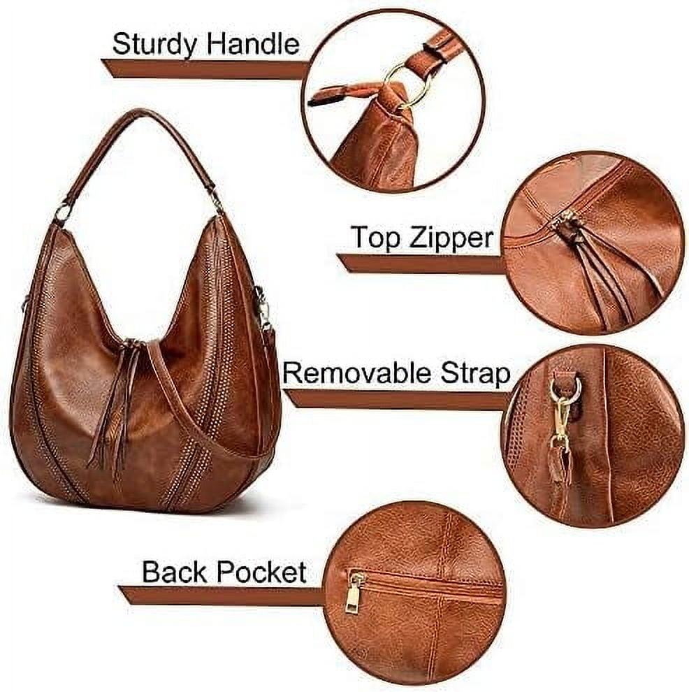 Gladdon Hobo purses for Women Large Crossbody Bags Boho Satchel Bags with Tassel Ladies Leather Handbags with Strap 2PC