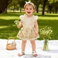 thumbnail image 4 of JUMEYU Baby Tutu Dress Newborn Baby Girl Clothes Infant Dress Outfit Summer Romper Jumpsuit Headband Overall Skirt Clothing Set 0 3 6 9 12 18 24 Months (Beige,3-6 Months), 4 of 4