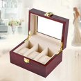 thumbnail image 2 of Caja de joyería para reloj para hombre, caja de reloj con 3 ranuras, organizador de vitrina de reloj grande con ventana de vidrio real, 3 ranuras superiores, 2 of 5