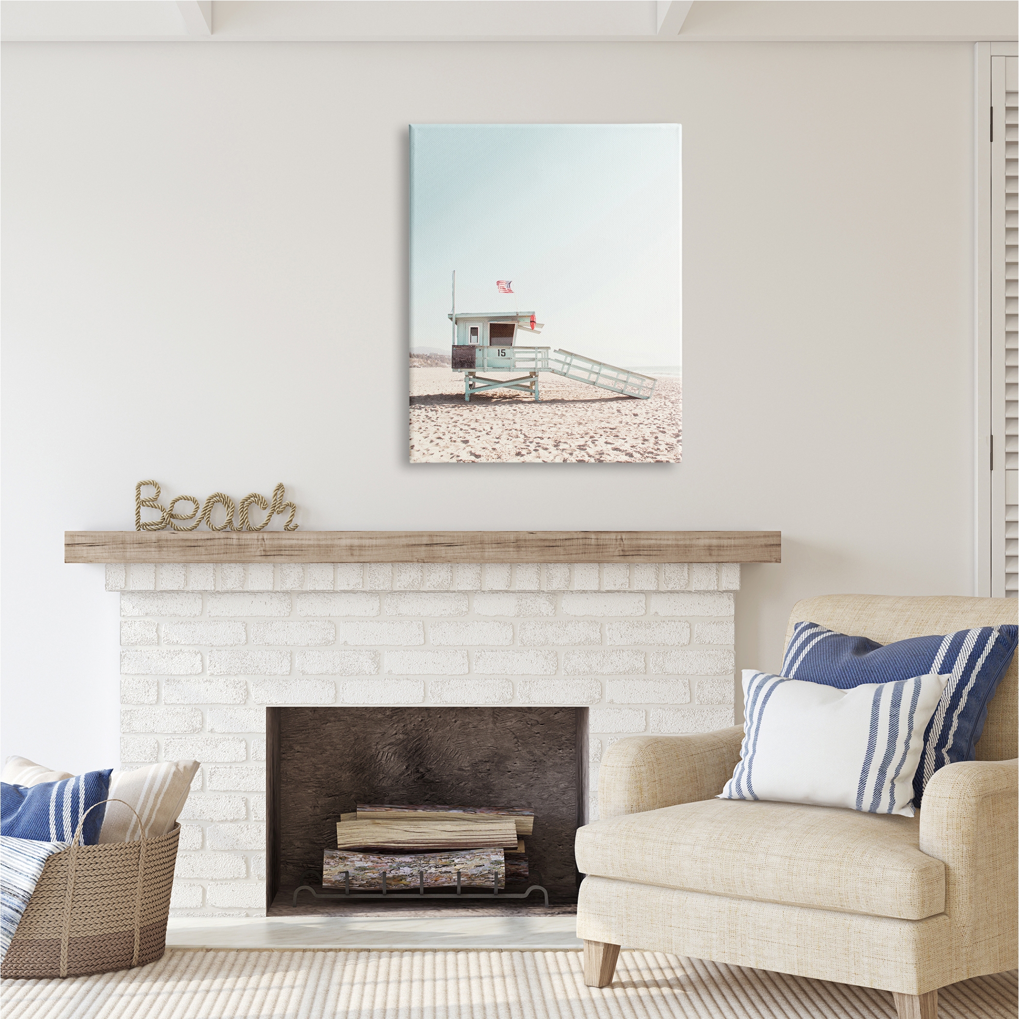 Stupell Industries Lifeguard Hut Photography Nature Photography Gallery Wrapped Canvas Print Wall Art, 30 x 40