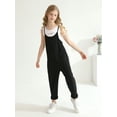 thumbnail image 2 of SILVERCELL 5-14T Girls Casual Sleeveless Jumpsuits Teens Girl Spaghetti Strap Loose Romper Long Pants Overalls with Pockets, 2 of 7