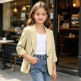thumbnail image 2 of CPNG Girls' Cropped Blazer Casual and Elegant Loose Suit Jacket Kids School Uniform Lightweight Slim Fit Jacket, 2 of 8