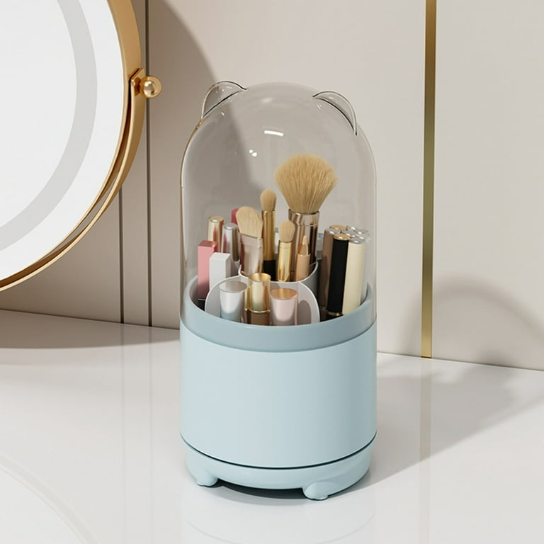 Beautiful Plastic Makeup Brush Holder with Lid Brushes Display Case for Cosmetic Brush Storage Glacier Blue, Size: 12