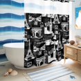 thumbnail image 5 of No Hook Shower Curtain, Eiffel Tower Shower Curtains for Bathroom with See Through Top Window, Vintage France Romantic European Paris City Art Waterproof & Washable Bath Curtain Extra Long 72"x84", 5 of 9