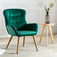 thumbnail image 4 of ARCTICSCORPION Velvet Accent Chair Modern Button Tufted Wingback Vanity Chair with Arms Upholstered Fabric Tall Back Desk Chair with Solid Wood Legs for Reading Living Room Bedroom Waiting Room, Green, 4 of 7