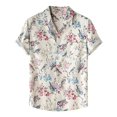 thumbnail image 1 of Camisa de verano con estampado informal de manga corta para hombre, Top con solapa, 1 of 5