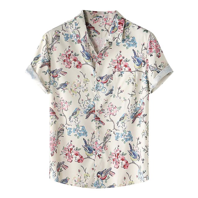 Camisa de verano con estampado informal de manga corta para hombre, Top con solapa