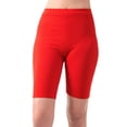 thumbnail image 1 of MixMatchy Women's Solid Seamless Ribbed Knee Biker Shorts with Band Waist, 1 of 5