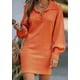 thumbnail image 3 of Suéter de mujer europeo y americano Suéter de mujer de largo medio Vestido de suéter de mujer Vestido largo de punto de color sólido con mangas abullonadas y solapa, 3 of 6
