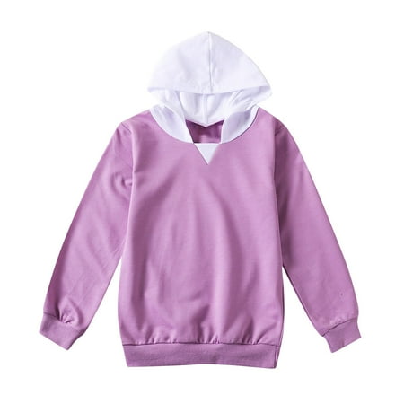 

LFEOOST Toddlers Kids Boys Girls Hoodie Sweatshirt Colorblock Lightweight Athletic Workout Pullover Tops 2-14y (Purple 160)