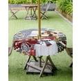 thumbnail image 4 of Fsddascl Farmhouse Christmas Outdoor Tablecloth - 54 Inch Round Dining Table Cover, Snowman Xmas Tree Truck Snowflake Waterproof Outdoor Table Cloth with Umbrella Hole & Zipper for Picnic/Patio, 4 of 7