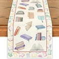 thumbnail image 4 of Aufmer Literary Book Printed Style Tablecloth Soft Color Matching Design Simple Elegant Styling For Household Classroom Daily Festival Dining Scene Arrangement(72.04x12.99in), 4 of 9
