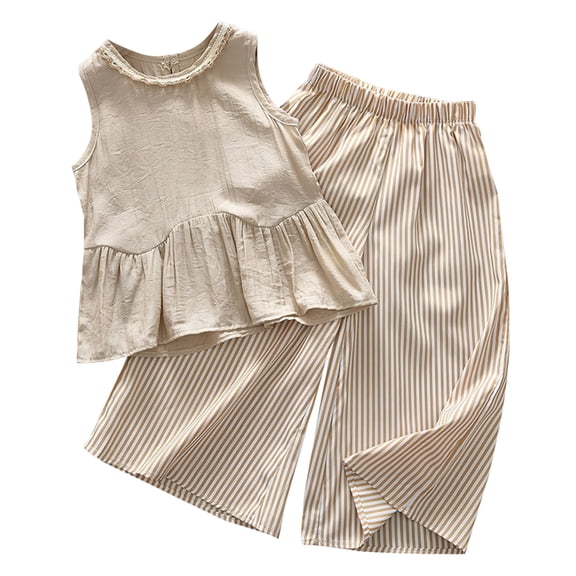 Toddler Girl Clothes Baby Summer Outfits Gingham Ruffle Sleeveless Vest Shirt Tank Tops Pants Set 1T 2T 3T 4T 5T