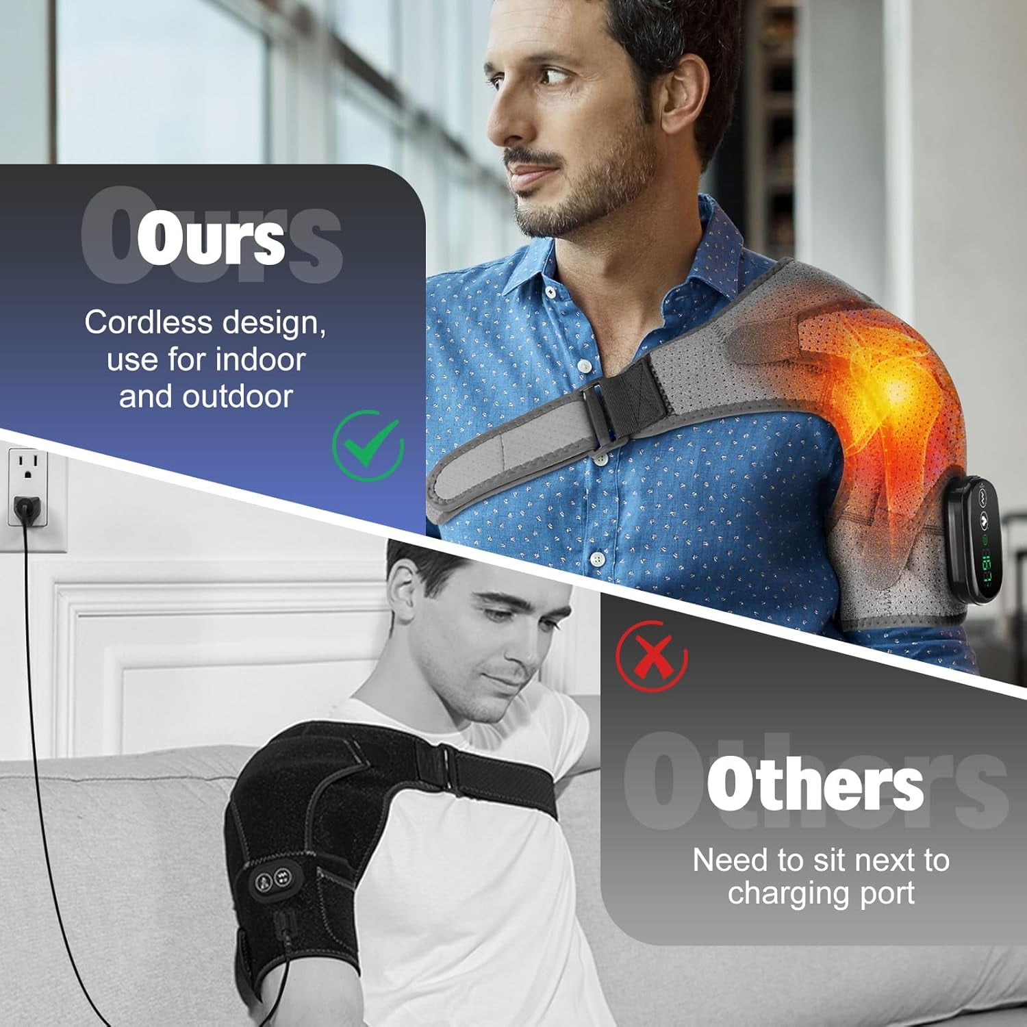 SUWU Shoulder Heating Pad, Cordless Heated Shoulder Wrap, Shoulder Massager, FSA or HSA Eligible Portable Shoulder Brace for Women Men, Electric Heating Pad for Rotator Cuff Frozen Shoulder