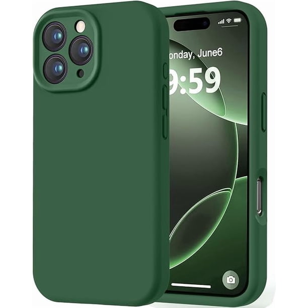 Funda de Silicona Premium, Forro de Microfibra Suave, para iPhone 16 Pro de 6.3 Pulgadas, Verde
