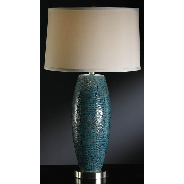 Table Lamp Turquoise Blue Pearlized, Melrose Table Lamp White