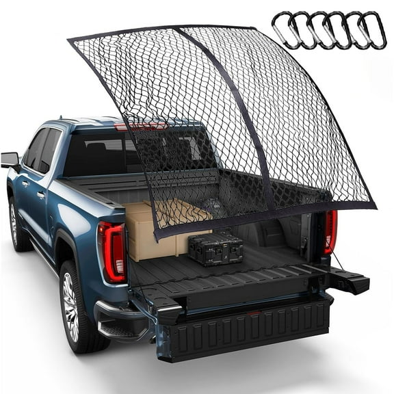 Heavy-Duty Bungee Cargo Net for Pickup Trucks – Stretchable Mesh Load Securer, Universal Fit, Prevents Shifting, Durable & Easy to Use