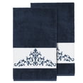 thumbnail image 2 of Authentic Hotel and Spa  Midnight Blue Turkish Cotton Scrollwork Embroidered Bath Towels (Set of 2), 2 of 3
