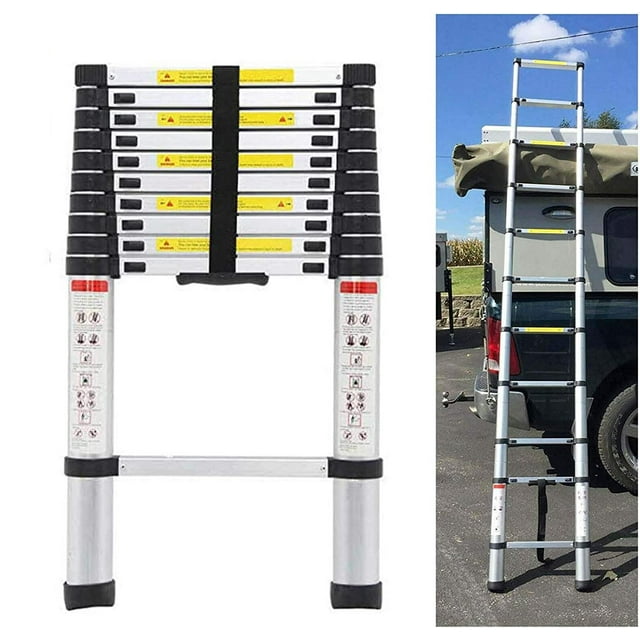 10.5ft Extension Telescopic Ladder Aluminum Extendable Tall Multi Purpose Steps Lightweight Heavy Duty for Home Office Loft Building Supplies