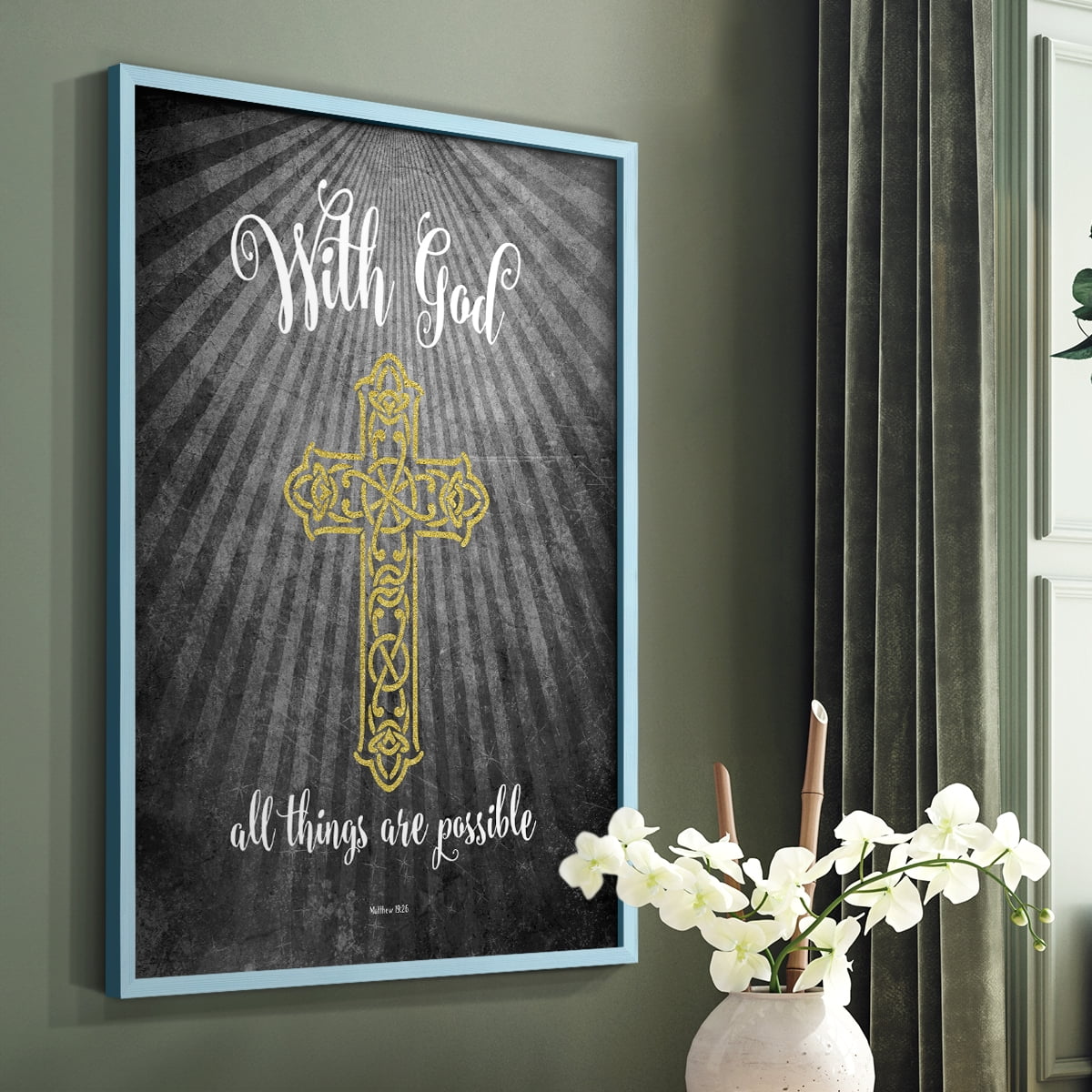 With God Gold Framed Print - Solid Wood in Single Picture Frame Solid Wood 2 Framed Print