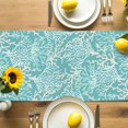thumbnail image 4 of Burlap Table Runner 36 Inches Long,Summer Ocean Underwater Coral Non-Slip Kitchen Table Runners for Dining Room Everyday Use Party Table Decorations White Marine Life on Teal, 4 of 9