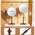 thumbnail image 6 of Houflody Lighted Makeup Mirror with Magnification 10X, 3 Color Dimmable Lights & Height Adjustable 7" Cosmetic Mirror, 360° Swivel Double Sided Rechargeable LED Vanity Mirror-Black, 6 of 7