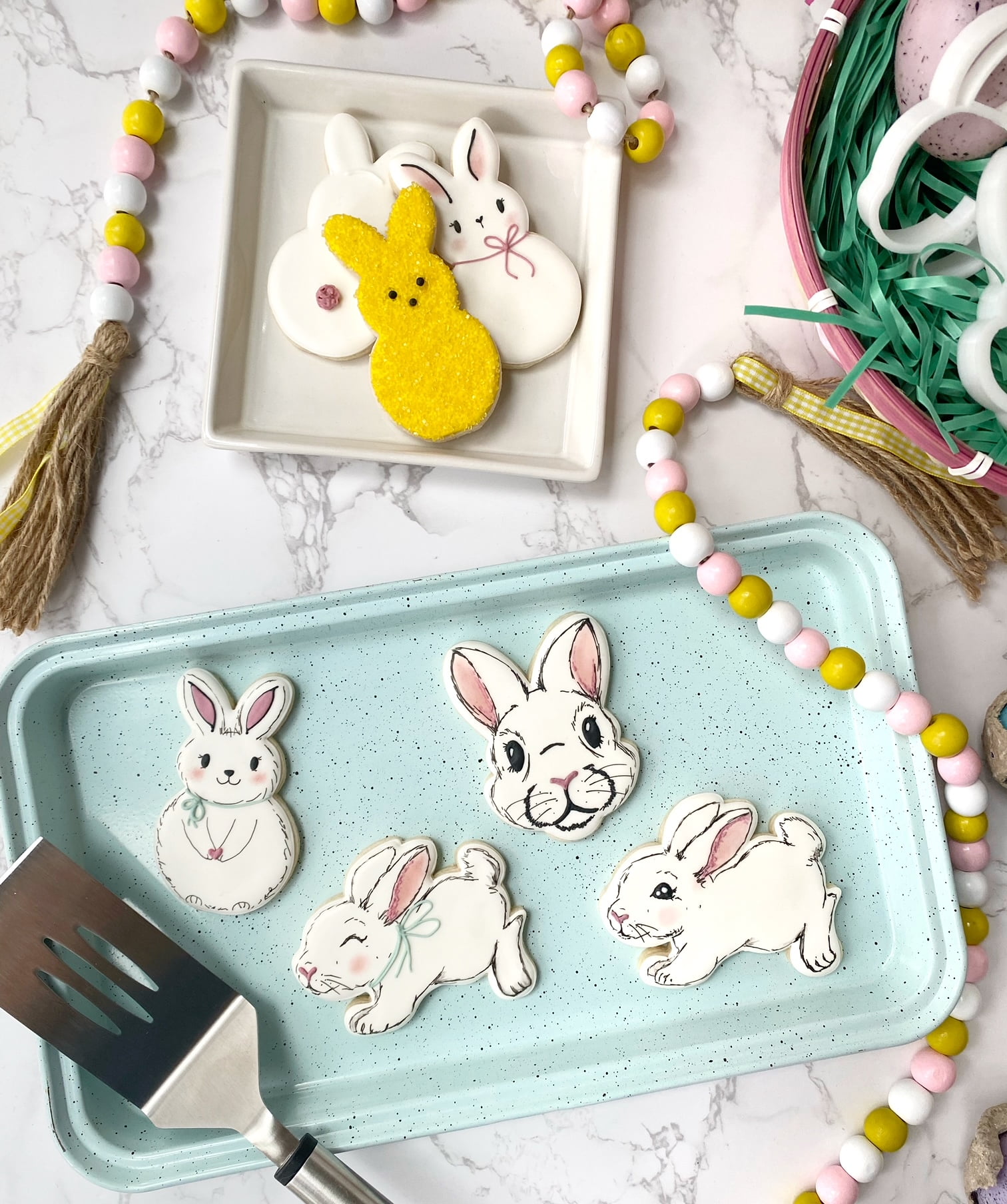 2 Mini Easter Bunny Rabbit Peep Metal Cookie Cutter