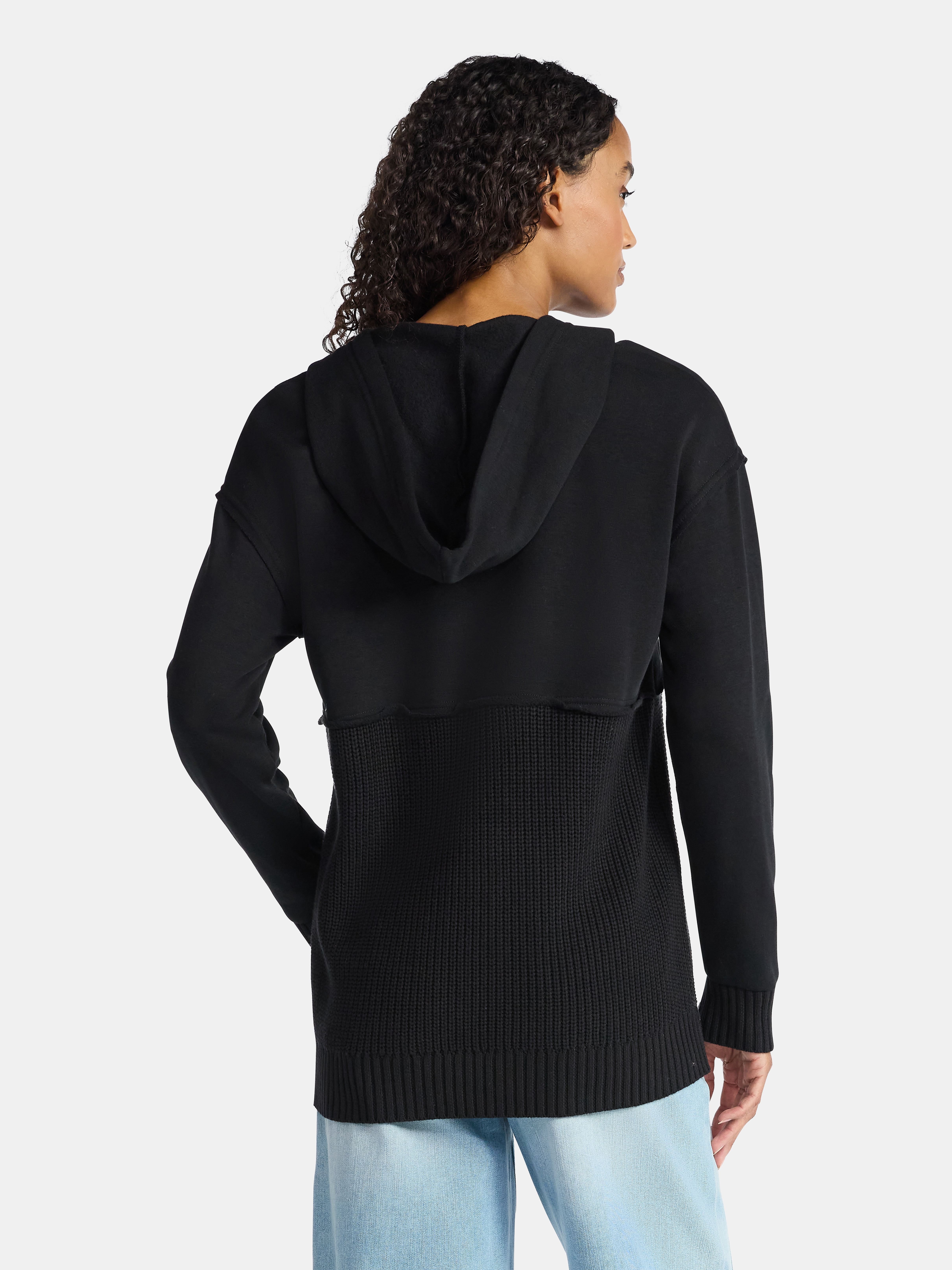 Time and Tru Women's Mixed Media Hoodie, Sizes XS-XXXL
